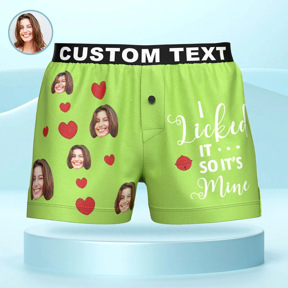 Custom Face Boxer Shorts I LICKED IT Personalized Waistband Casual Underwear for Him