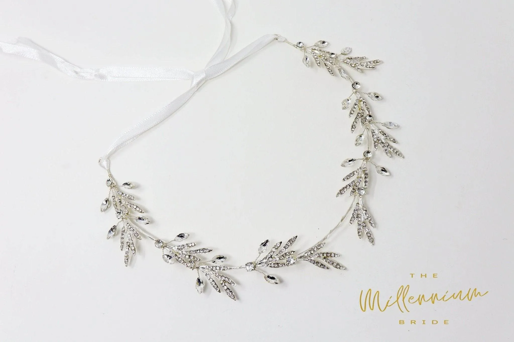 Dainty Rhinestones Crystal Vine Leaves Headband, Bridal Hair Vine, Delicate Headband, Hair accessories.