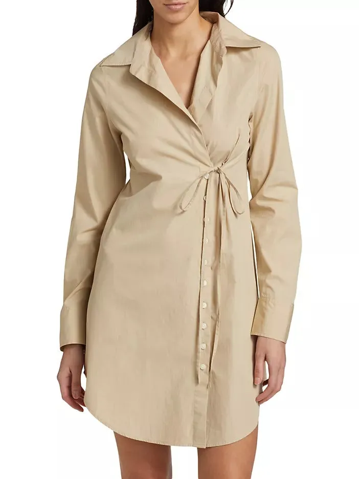 Derek Lam 10 Crosby Cindy Long Sleeve Shirt Dress Safari