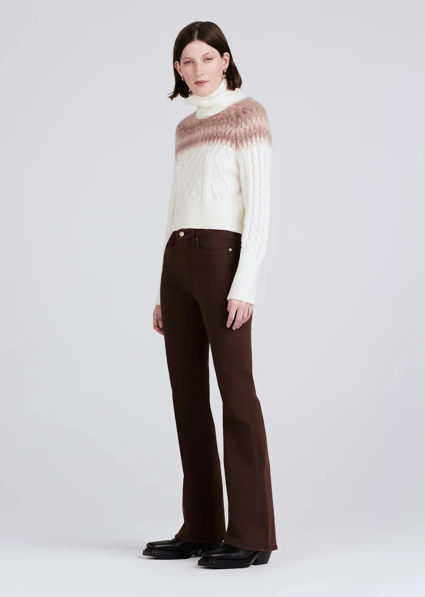 Derek Lam 10 Crosby High Rise Flare Jeans Chocolate