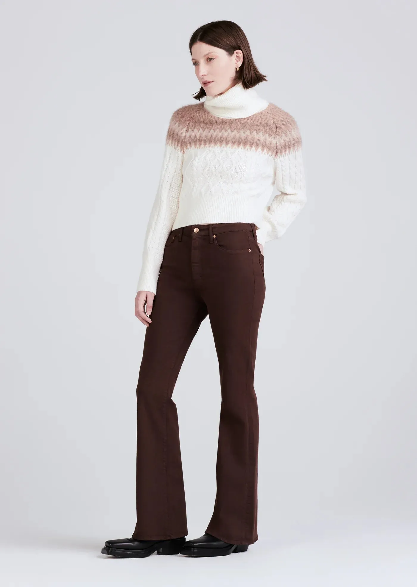 Derek Lam 10 Crosby High Rise Flare Jeans Chocolate