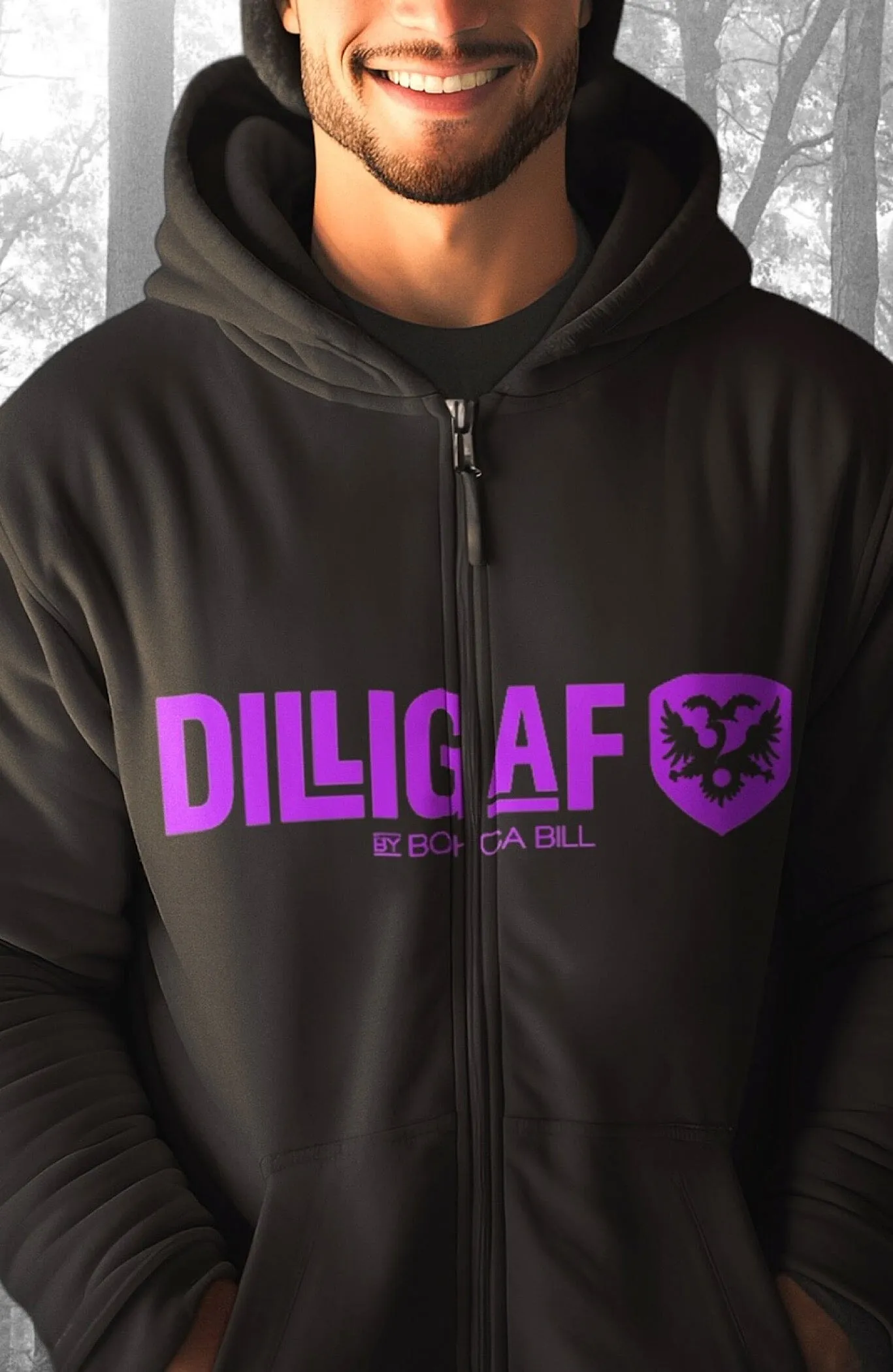 Dilligaf Neon Classic Zip Up Hoodie