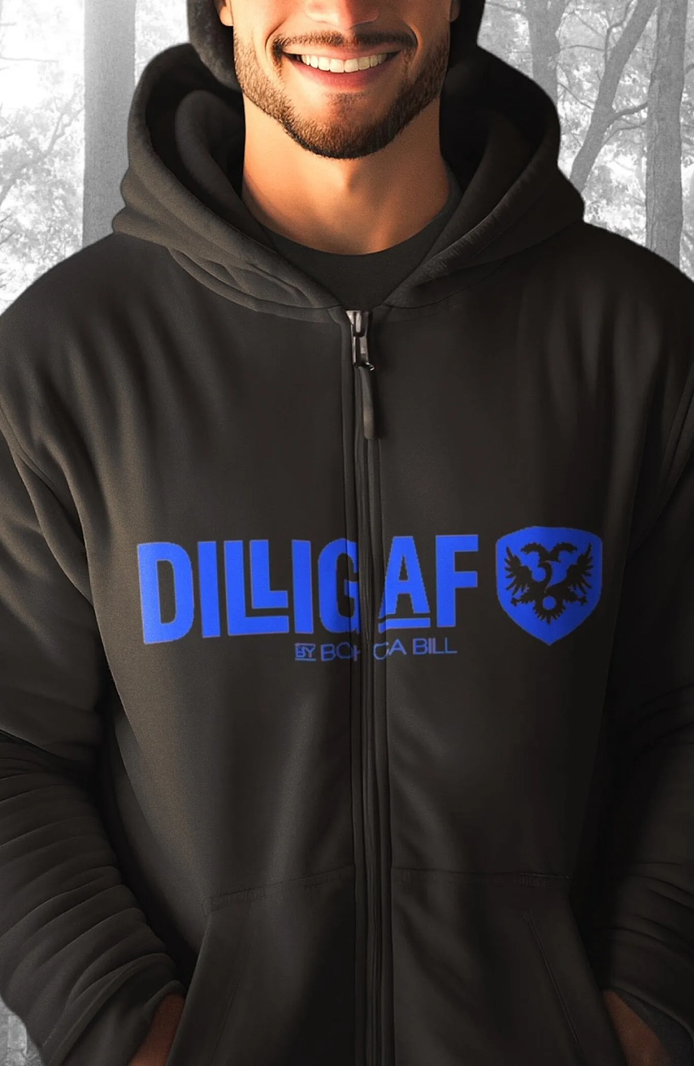 Dilligaf Neon Classic Zip Up Hoodie