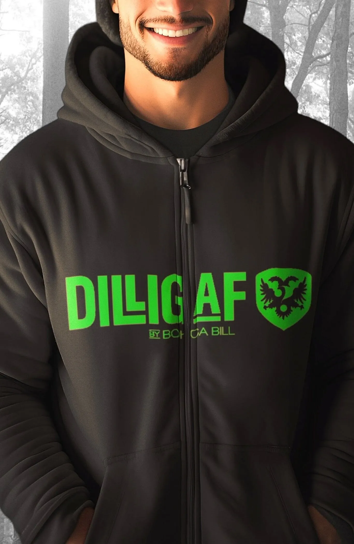 Dilligaf Neon Classic Zip Up Hoodie