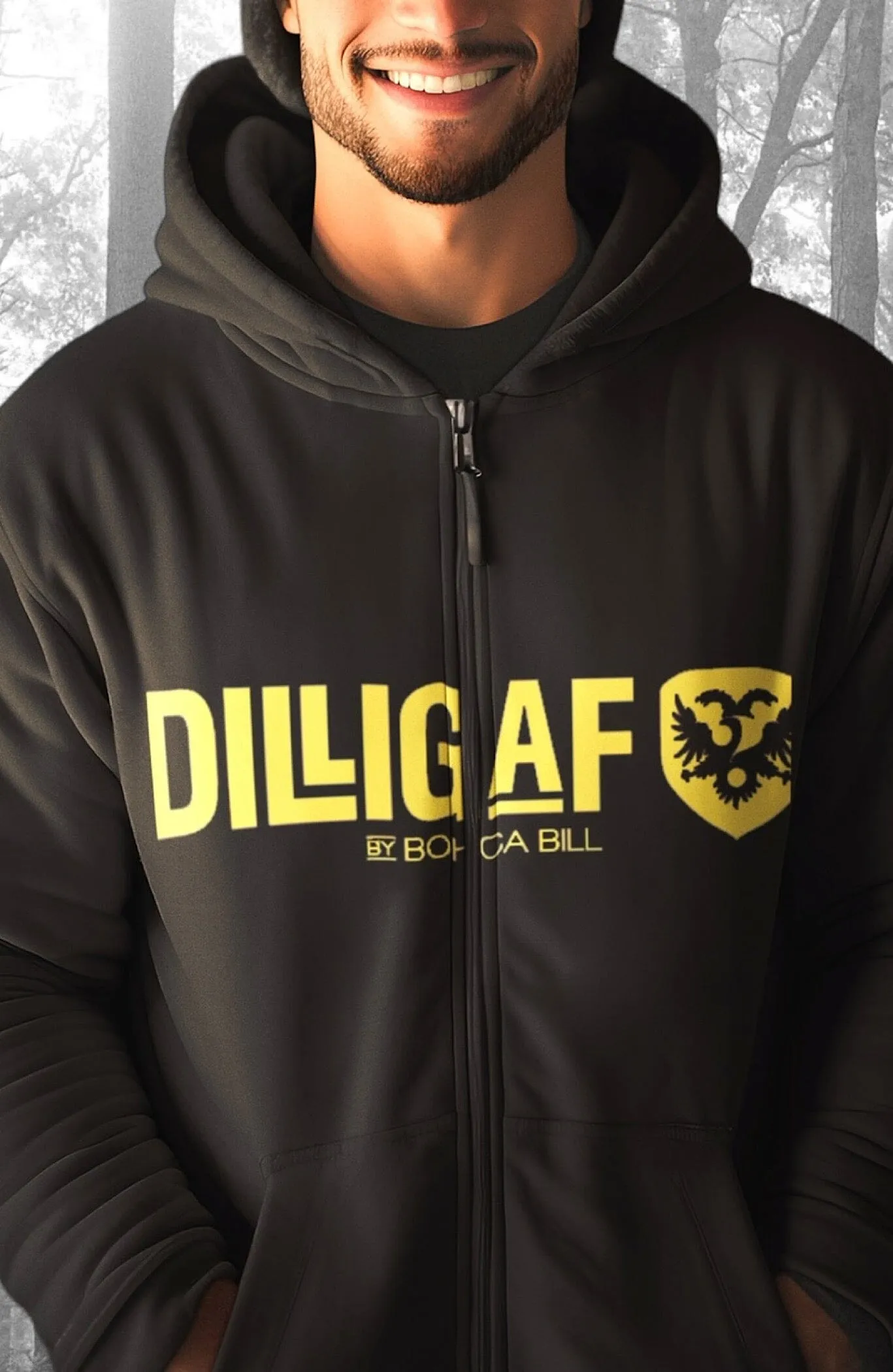 Dilligaf Neon Classic Zip Up Hoodie