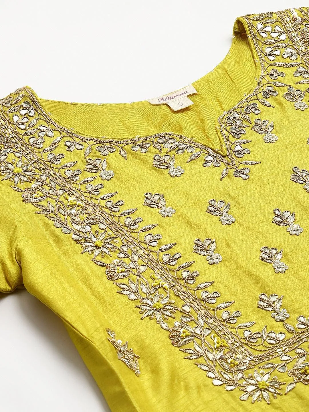 Divena Lemon Yellow Pure Rassion Chenderi Kurta Sharara Set with Dupatta