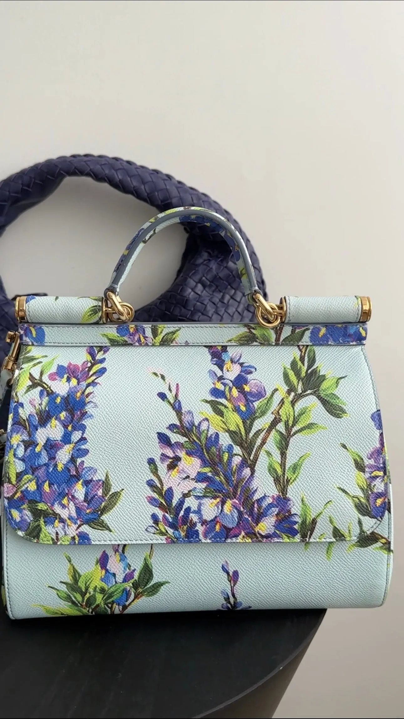 Dolce & Gabbana Miss Sicily Purple and Turquoise Floral Bag