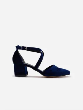 Dolly Vegan Velvet Strappy Heels | Blue