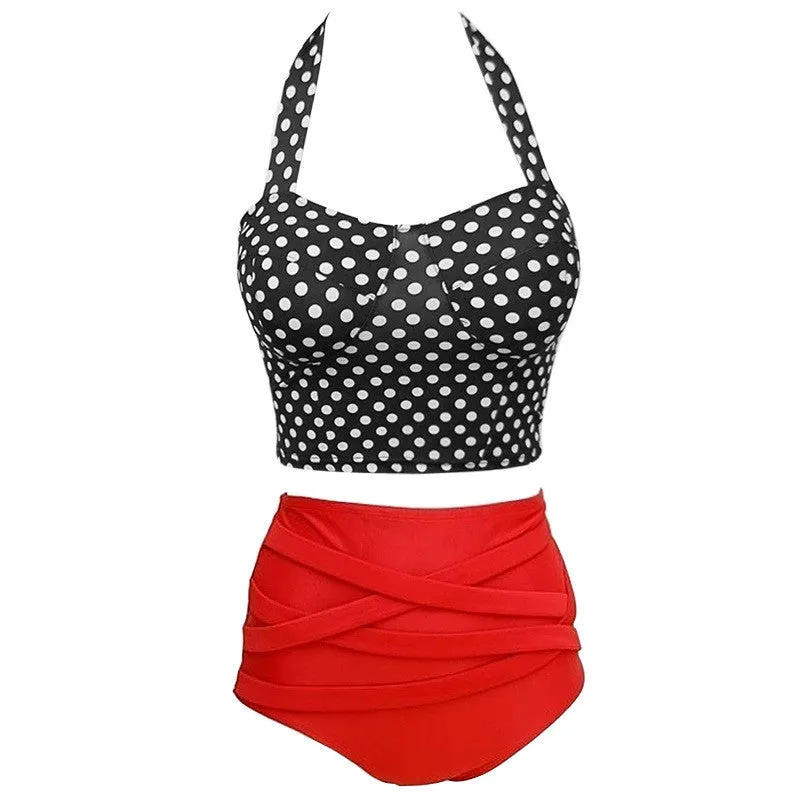 Dots Print High Waist Bikini Set