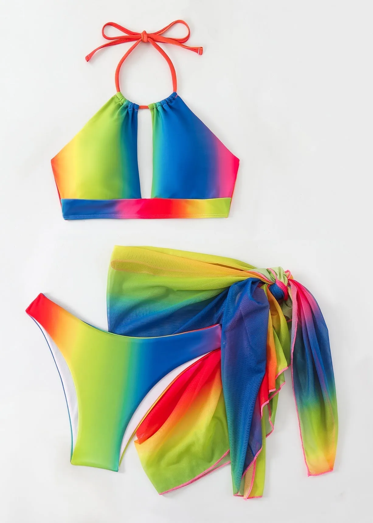 Elegant Rainbow Hollow Out Swimwear Two Pieces Sets VC046