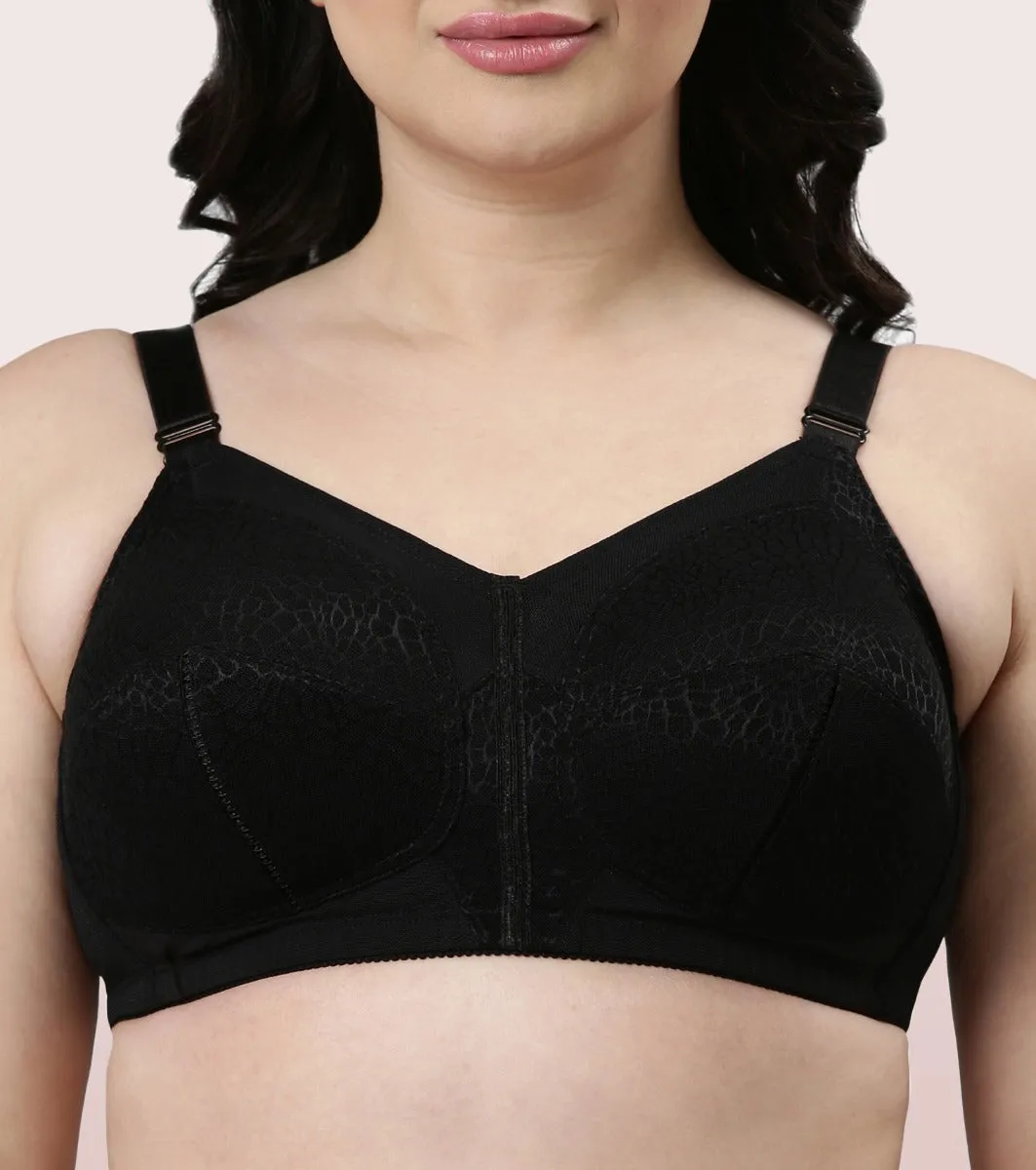 Enamor Body Transform F096 Ultimate Curve Support Bra for Women- Full Coverage, Non Padded and Wirefree - Black