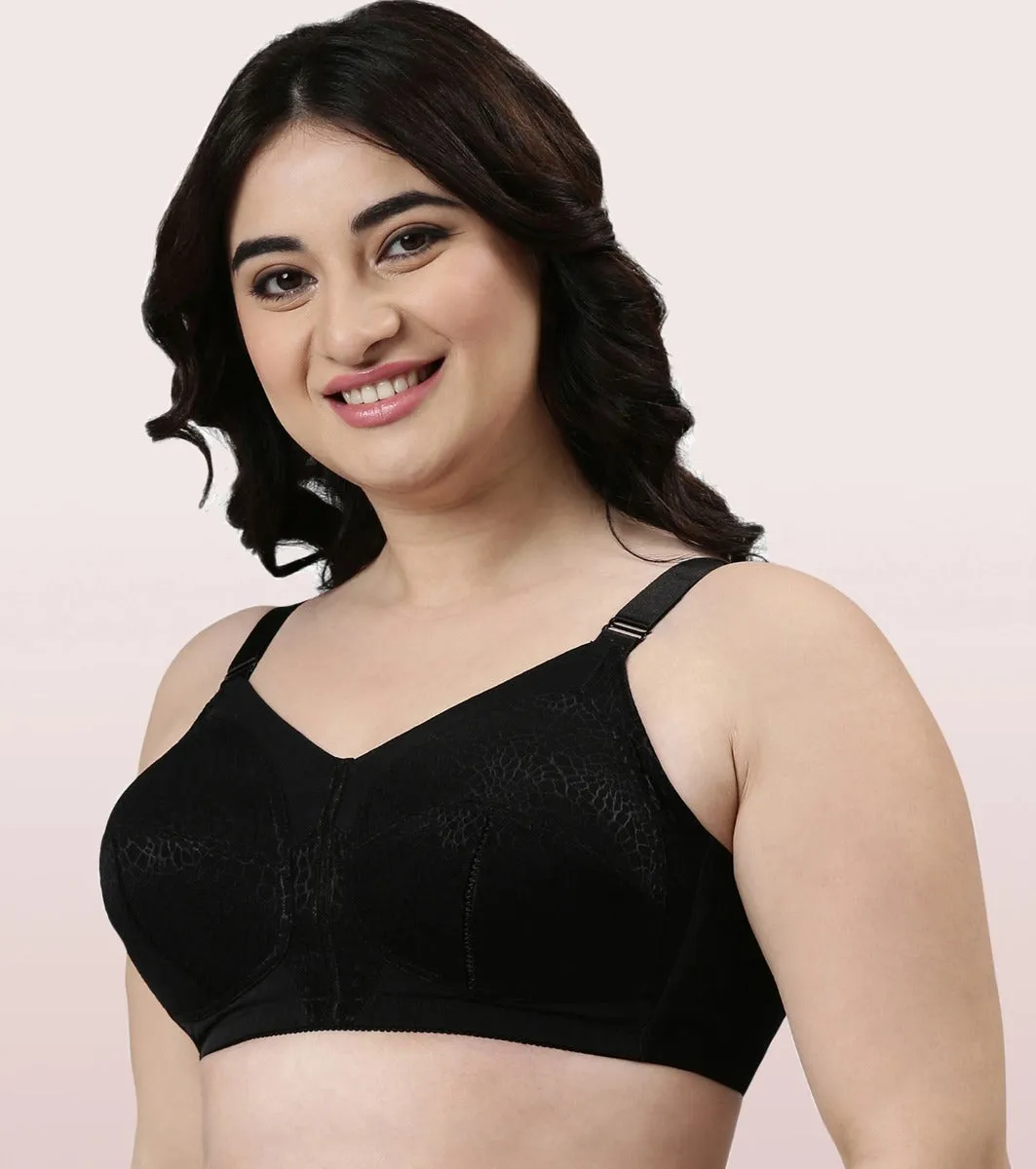 Enamor Body Transform F096 Ultimate Curve Support Bra for Women- Full Coverage, Non Padded and Wirefree - Black