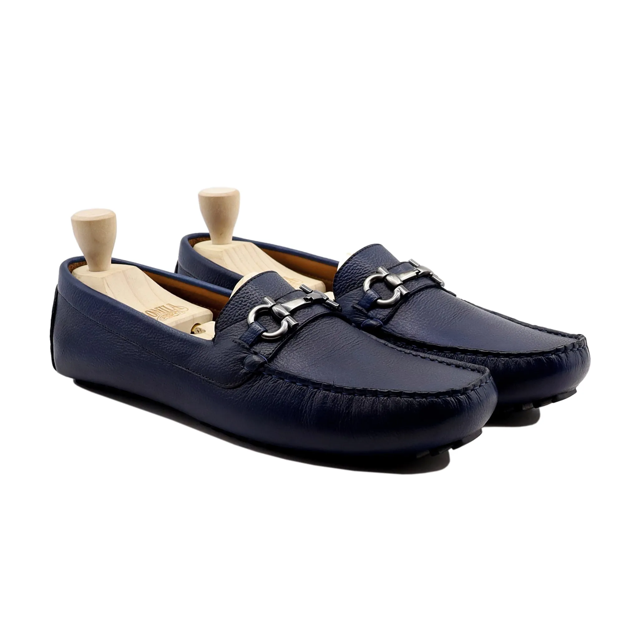 Erbil - Men's Blue Pebble Grain Driver Shoe