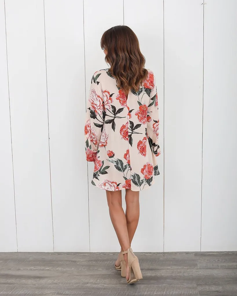 Floral Long Sleeve High Low Top