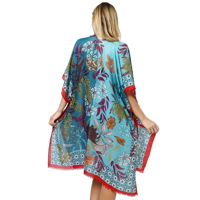 Floral Print Kimono Poncho