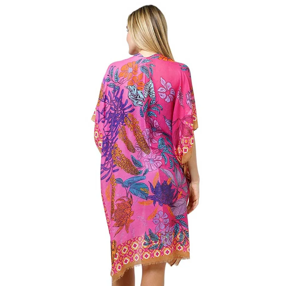 Floral Print Kimono Poncho