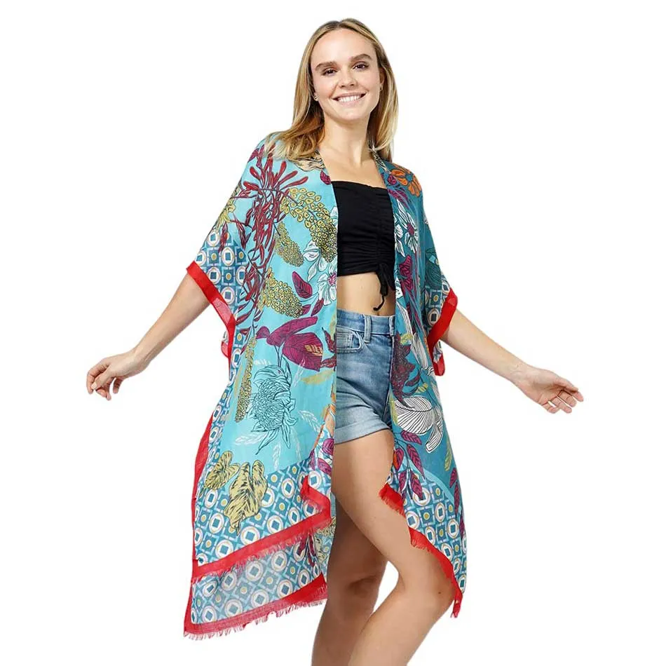 Floral Print Kimono Poncho