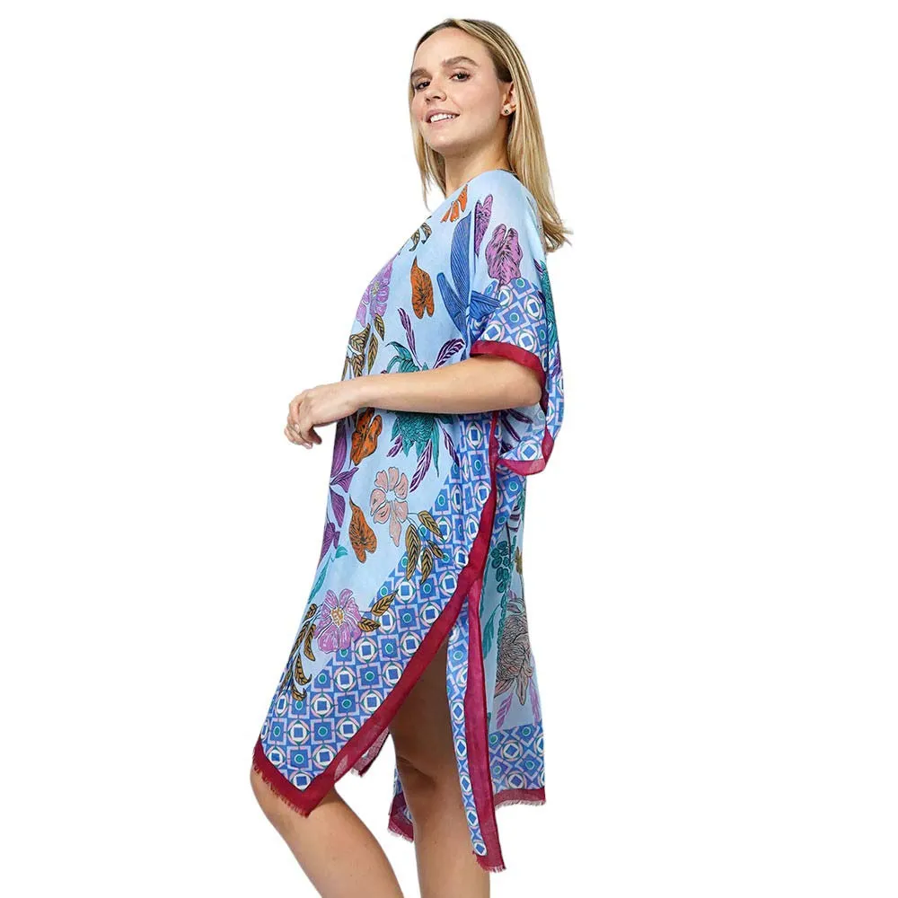 Floral Print Kimono Poncho