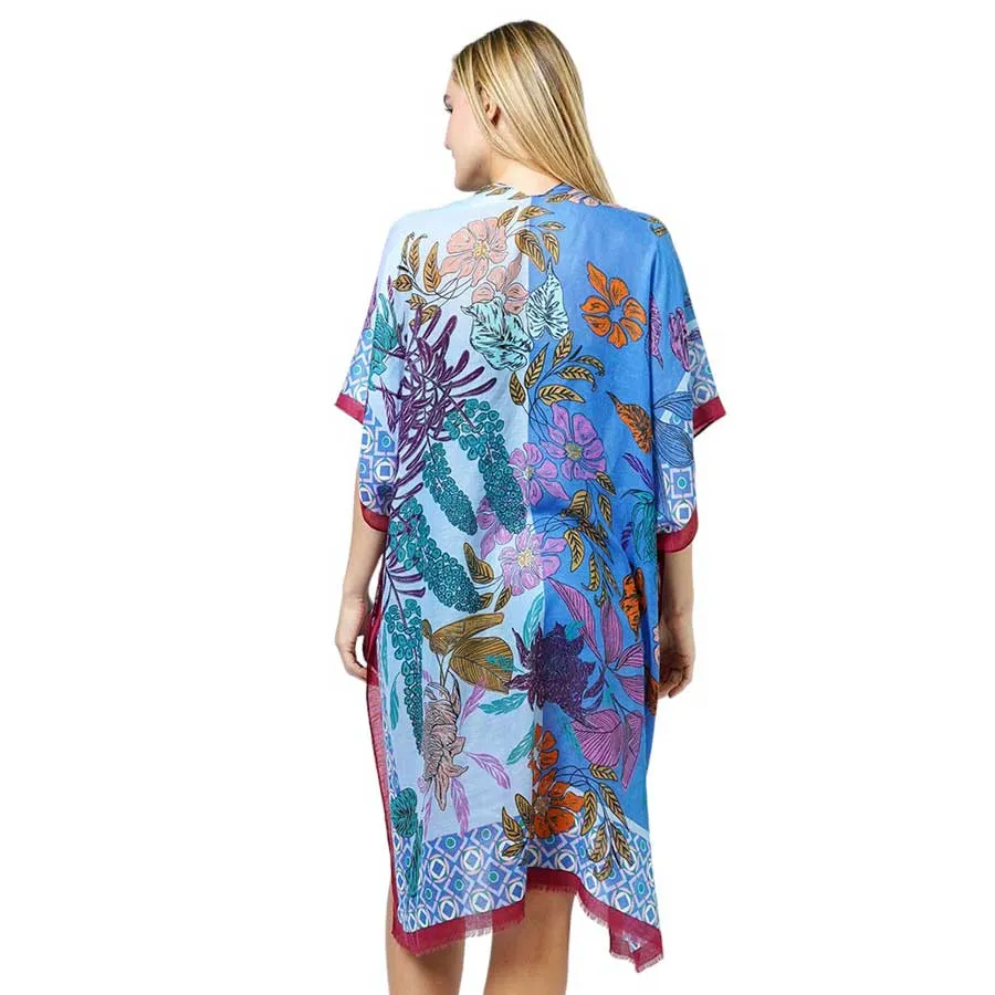 Floral Print Kimono Poncho