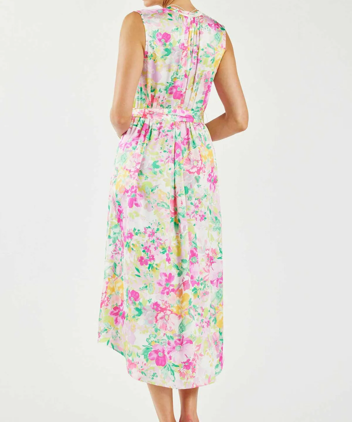 Floral Print Sleeveless Midi Dress - Pink Multi Floral