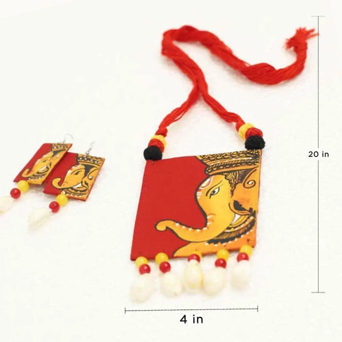 Ganarajya  Handpainted Red (Necklace) Set