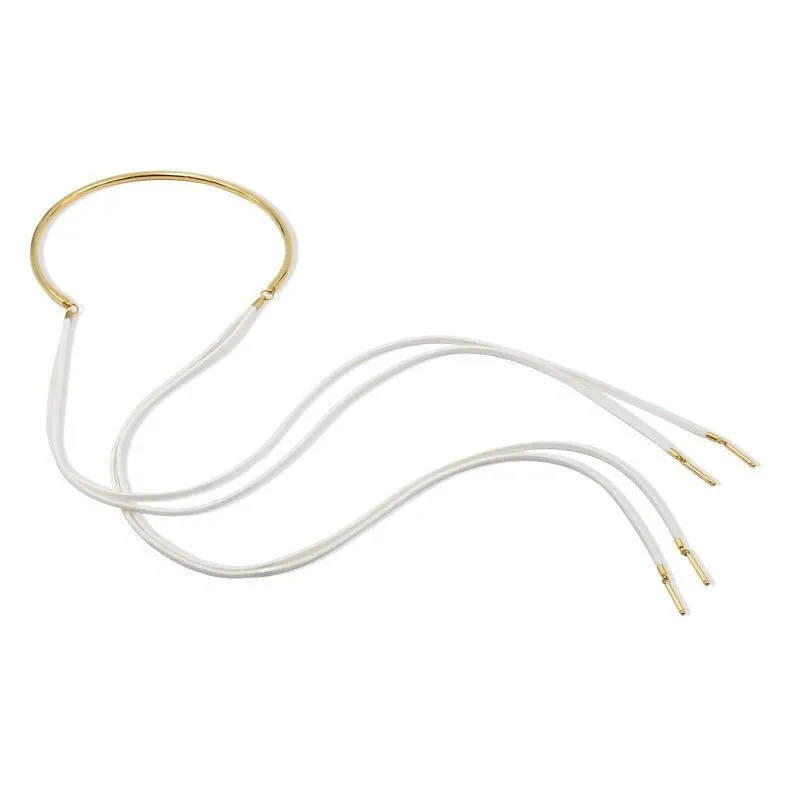 Gold Collar Suede Scarf Necklace ( Multiple Colorways)