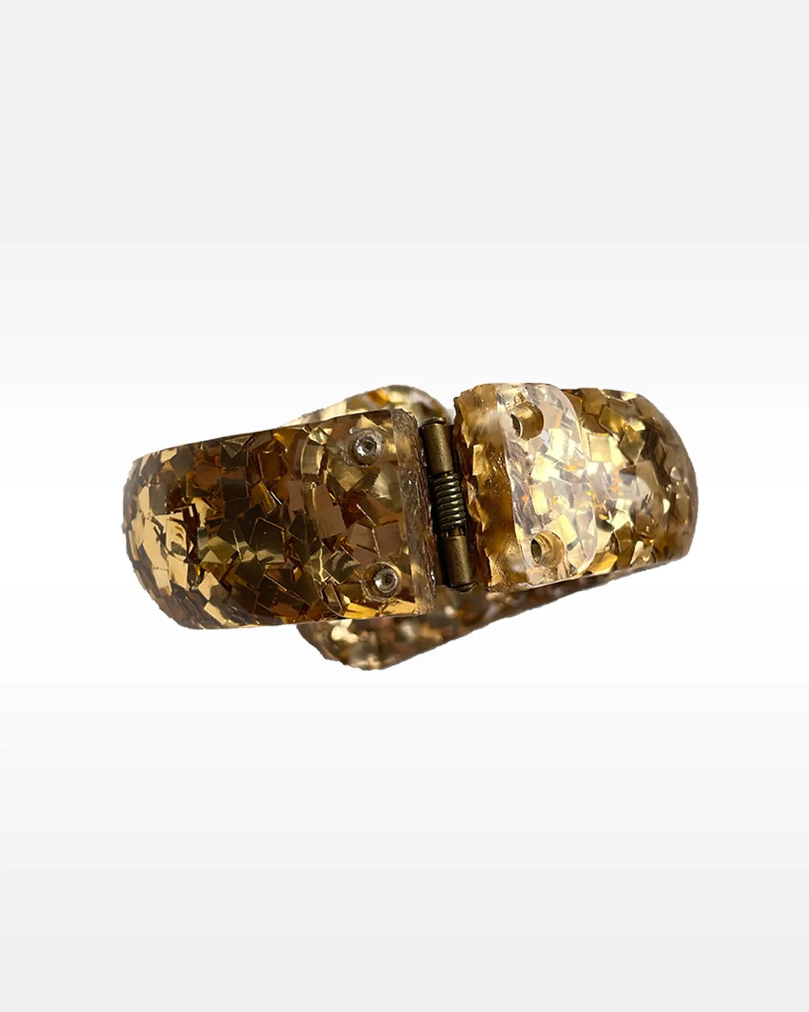 Gold Confetti Lucite Hinged Cuff