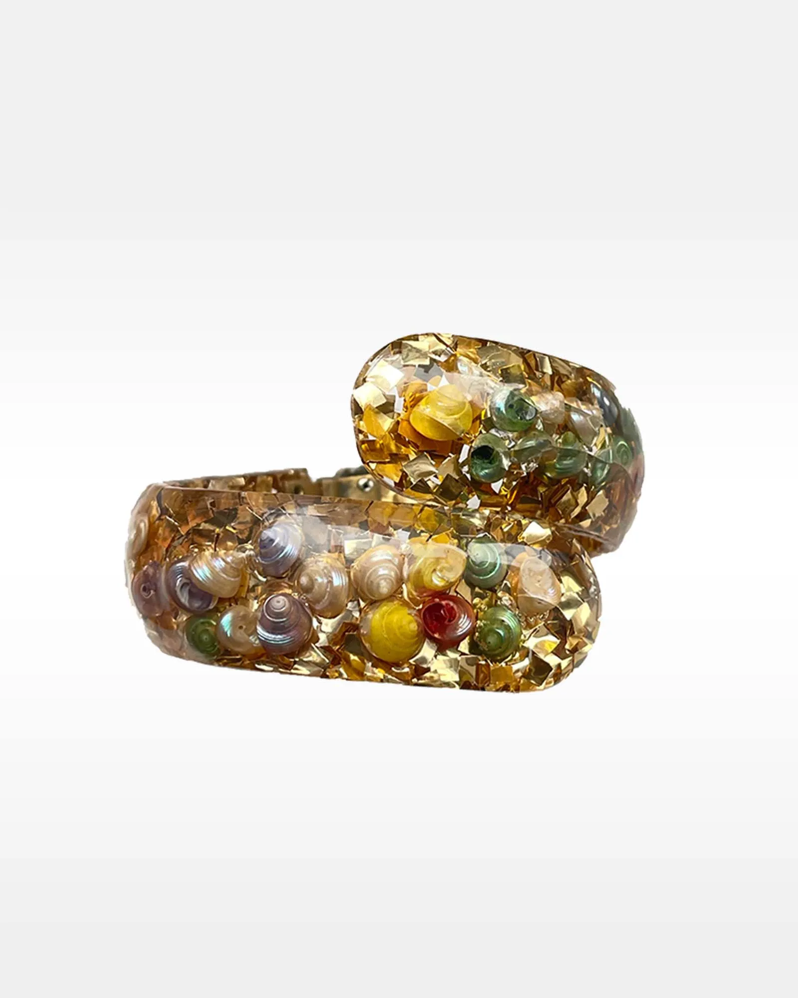 Gold Confetti Lucite Hinged Cuff