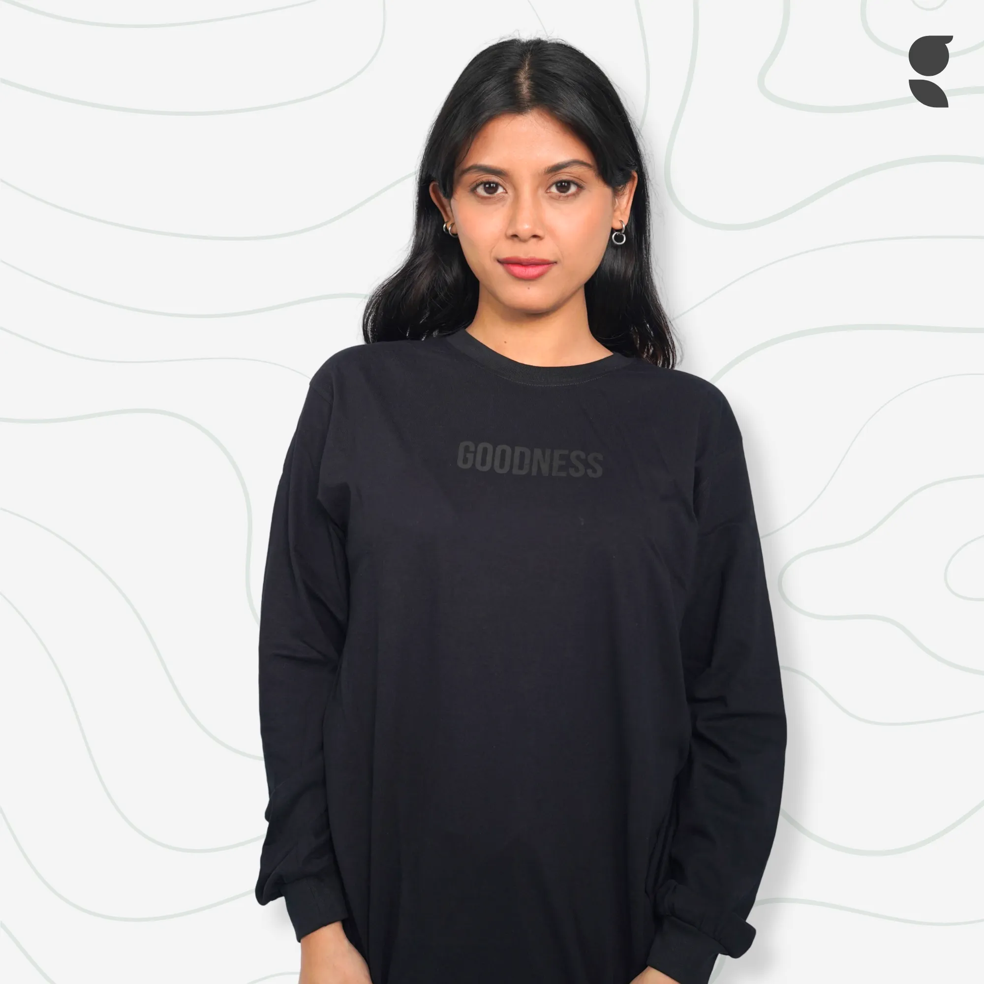 Goodness Round Neck Black Full Sleeve (Matte Black Print)