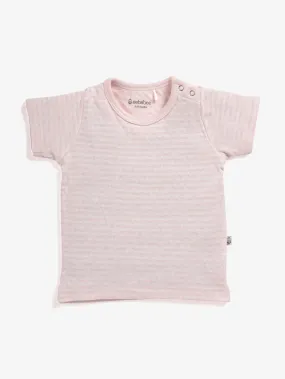 Half sleeve pink little boys stripe t-shirt for baby