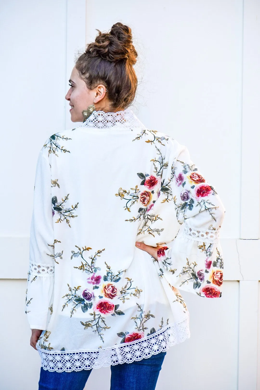 Have My Heart Ivory Floral Print Cardigan