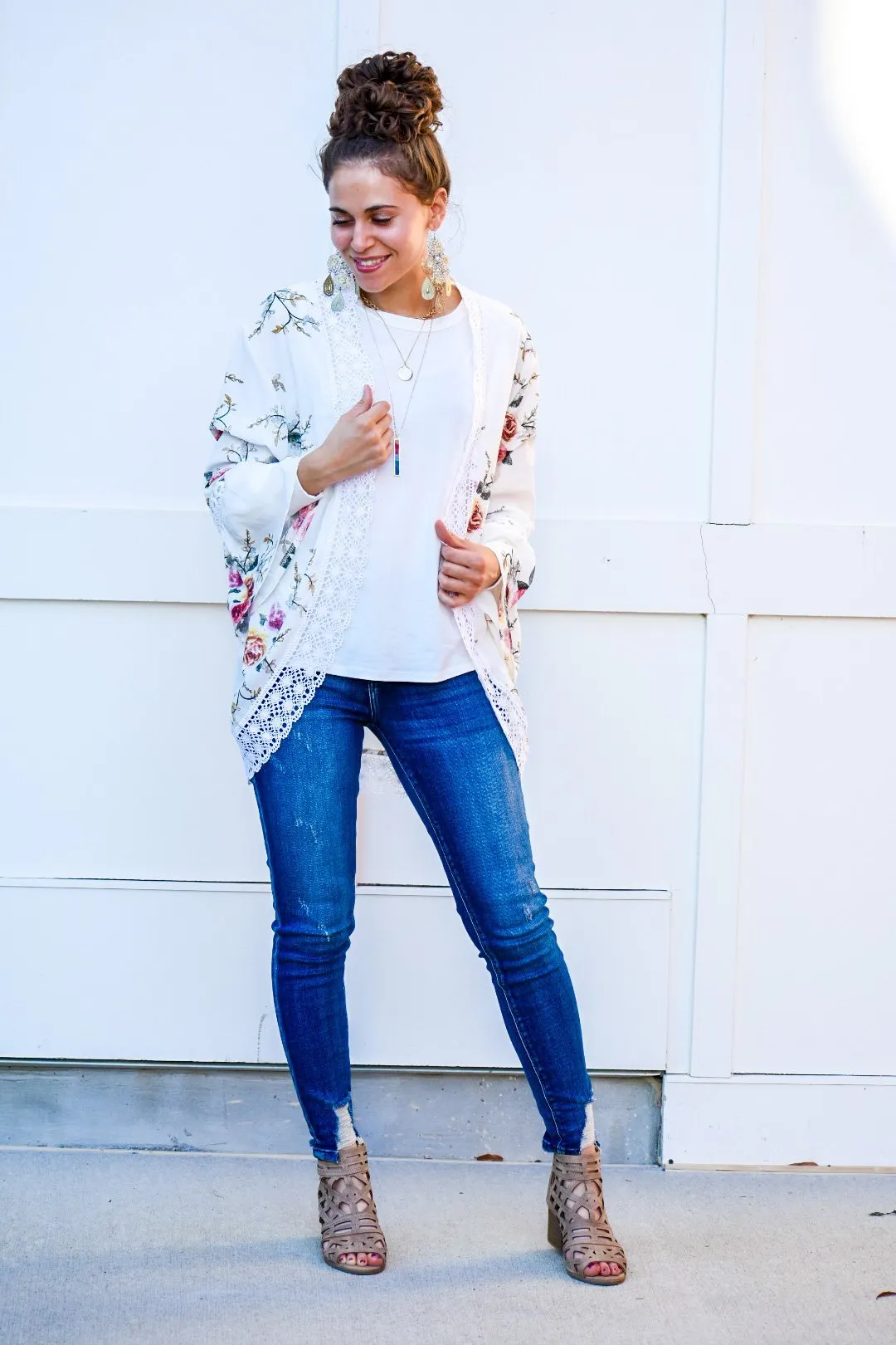 Have My Heart Ivory Floral Print Cardigan