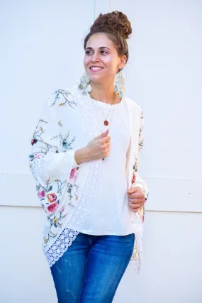 Have My Heart Ivory Floral Print Cardigan