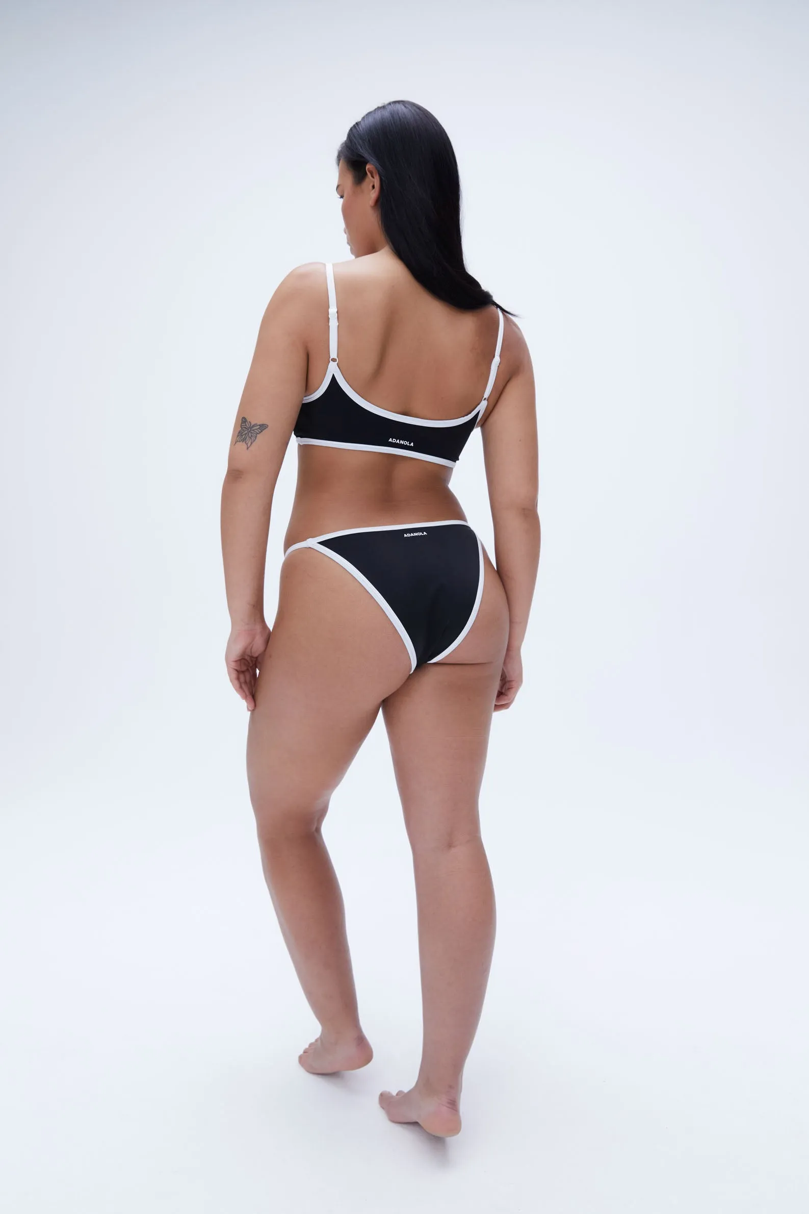 High Leg Bikini Bottoms - Black/Cream