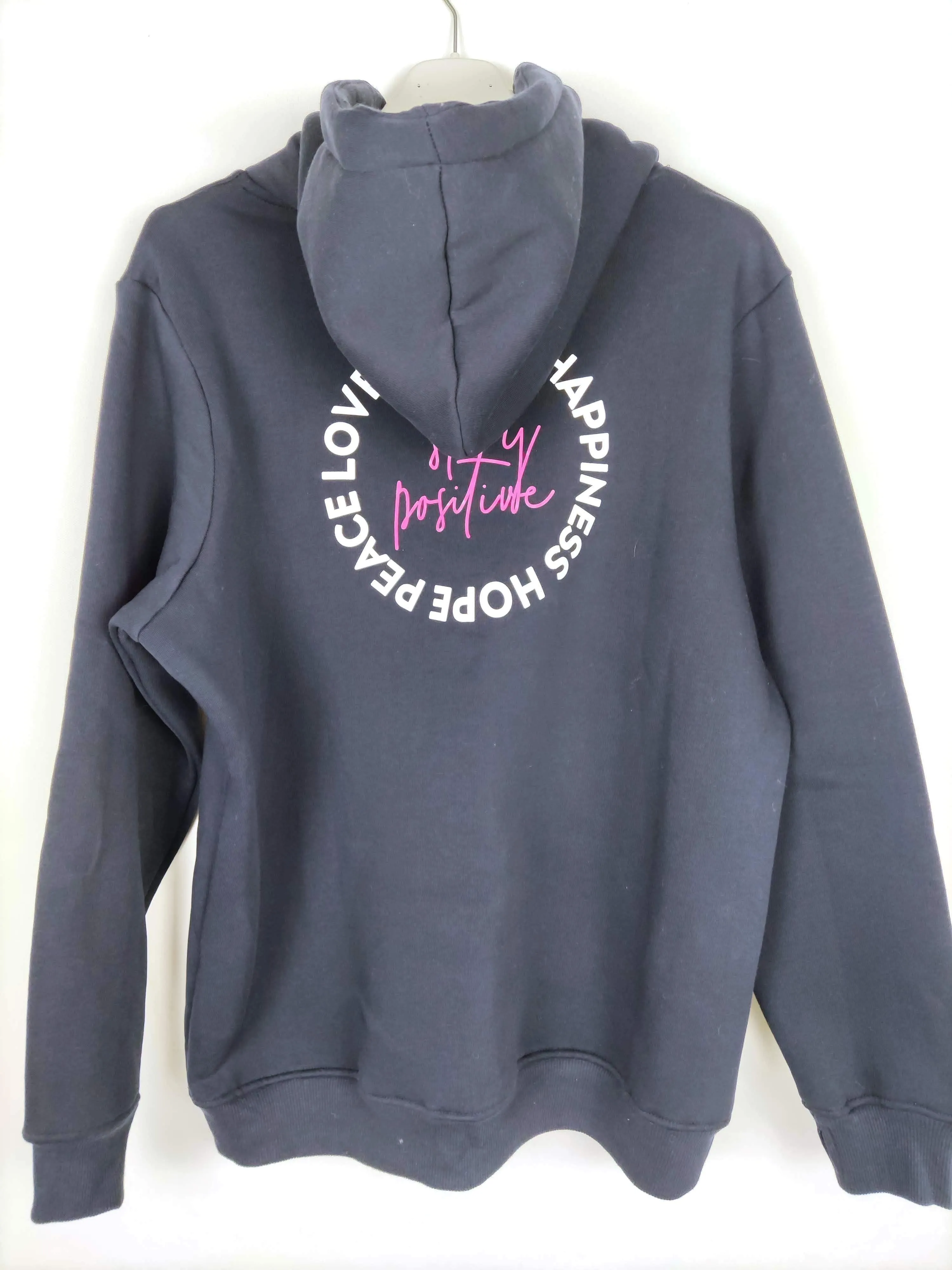 HOODIE HOPE PEACE LOVE DREAM HAPPINESS NAVY