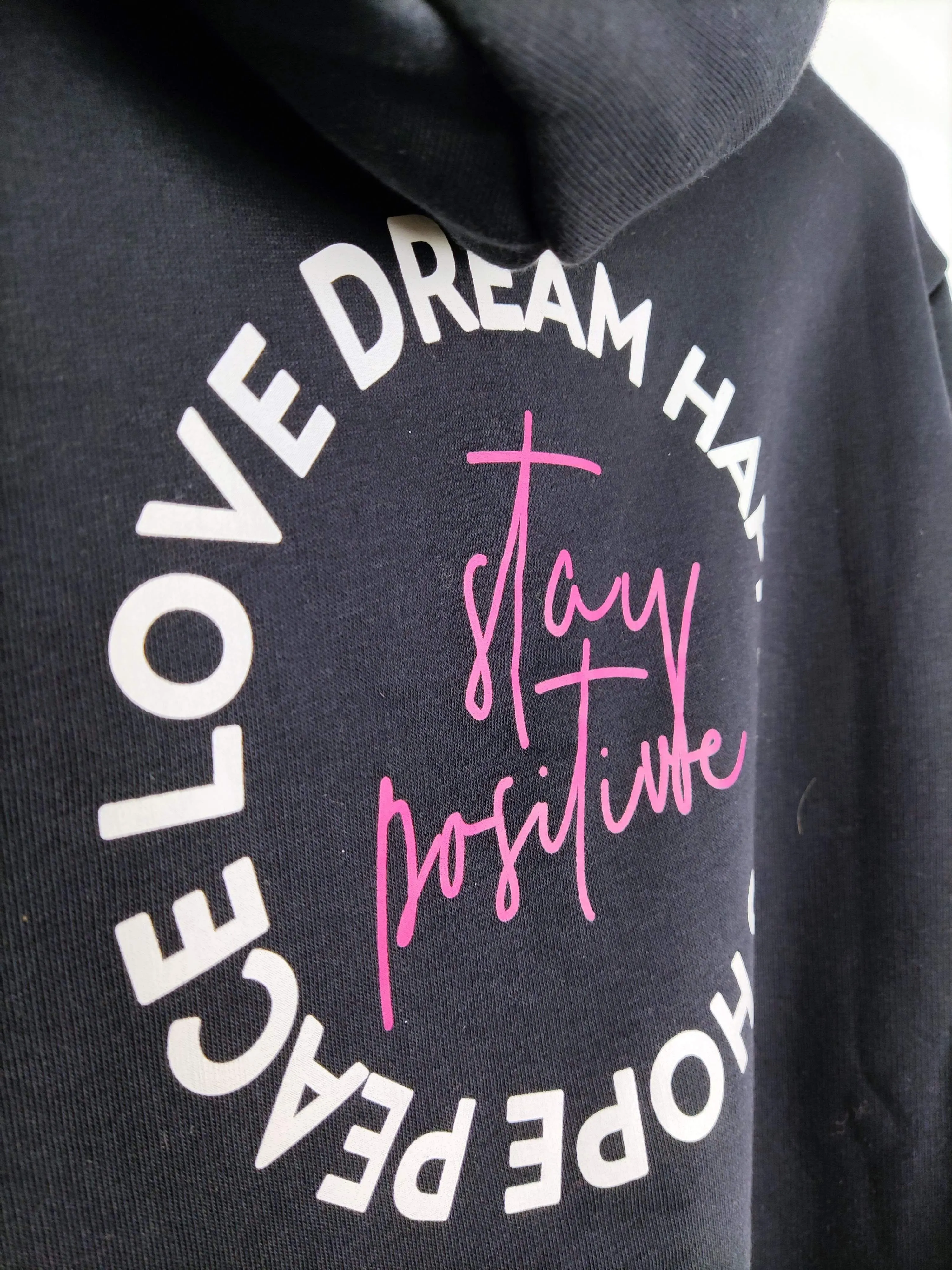 HOODIE HOPE PEACE LOVE DREAM HAPPINESS NAVY