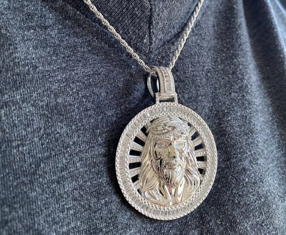 Iced out Round Jesus Pendant