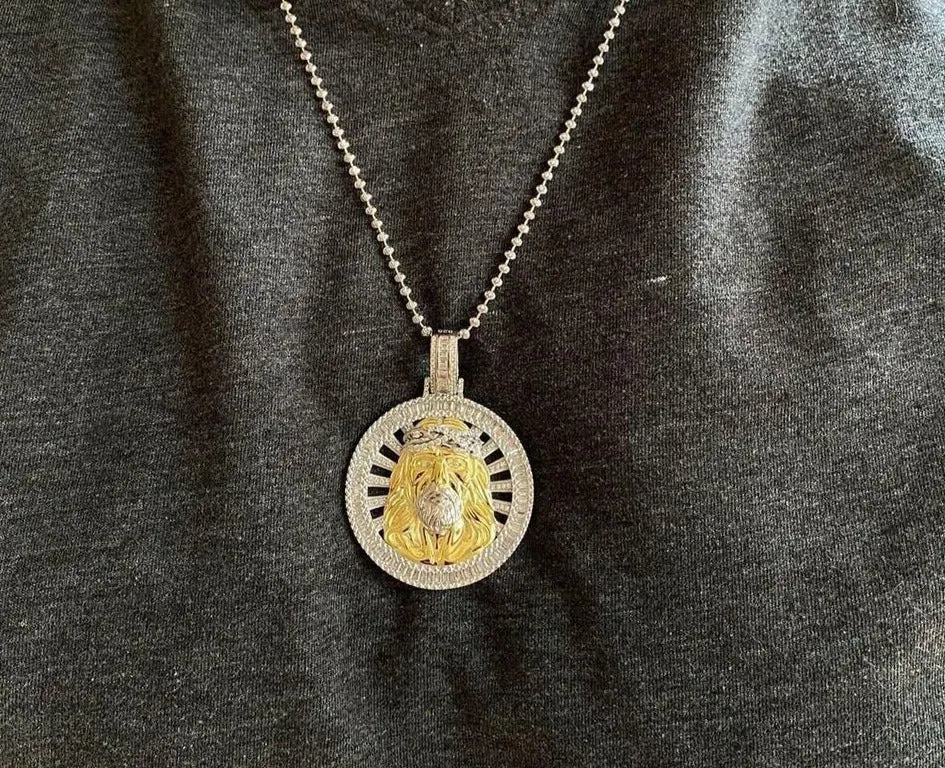 Iced out Round Jesus Pendant