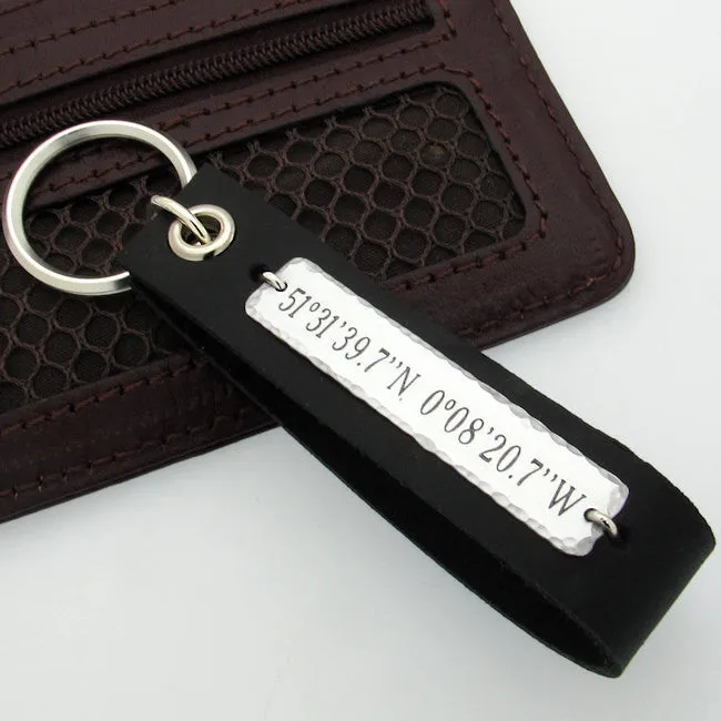 Key Chain for Men - Latitude Longitude GPS Keychain for men