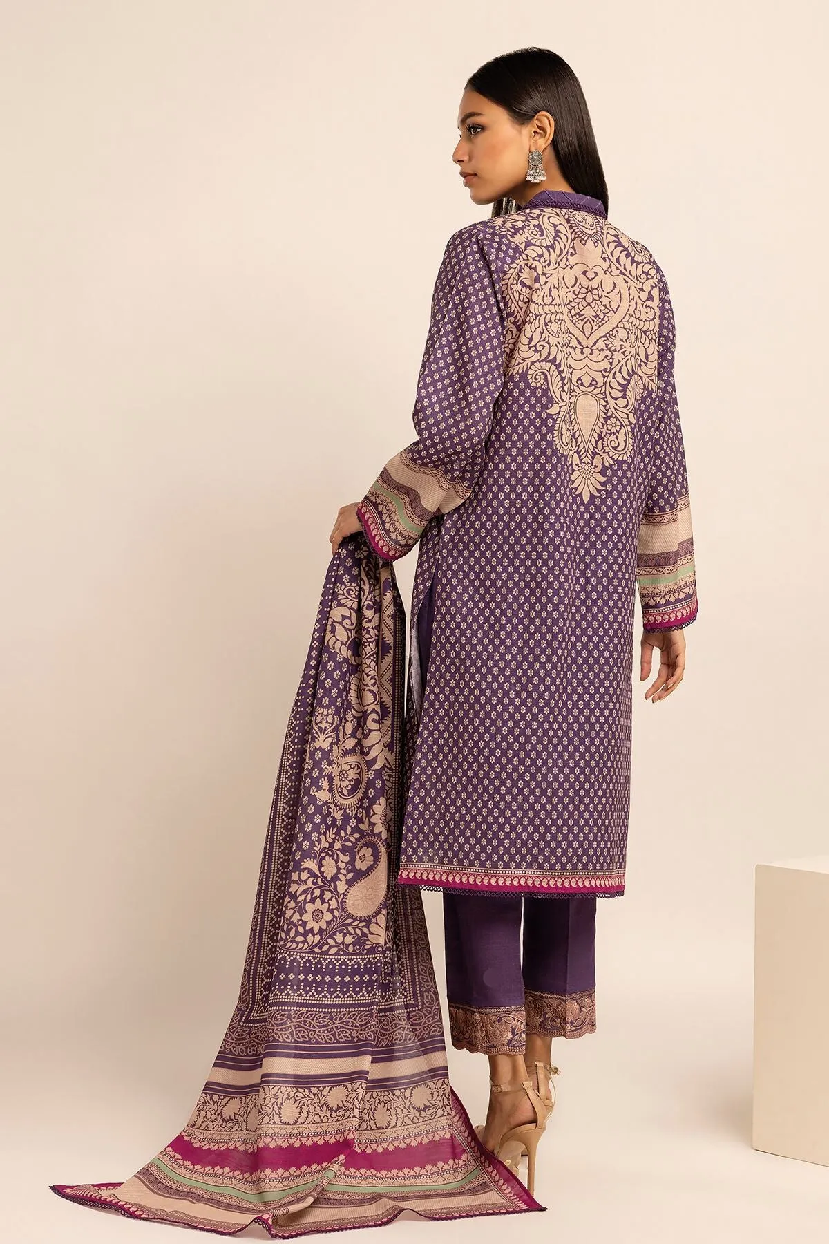 Khaadi Unstitched Embroidered Khaddar 3-Piece Suit - Purple