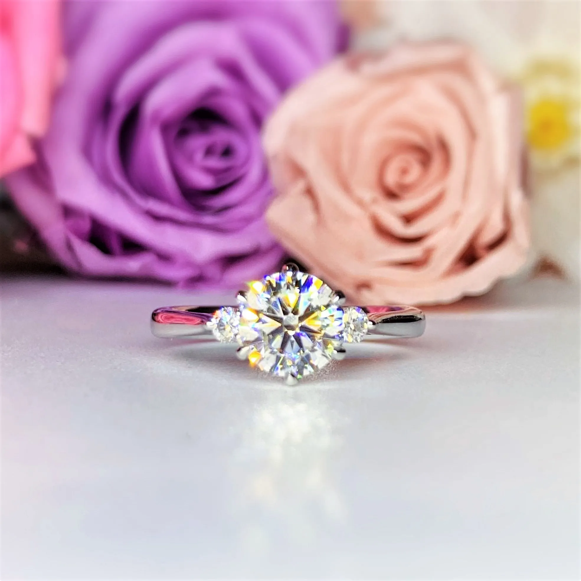 Lab Grown Diamond Three Stone Diamond Engagement Ring - KV16