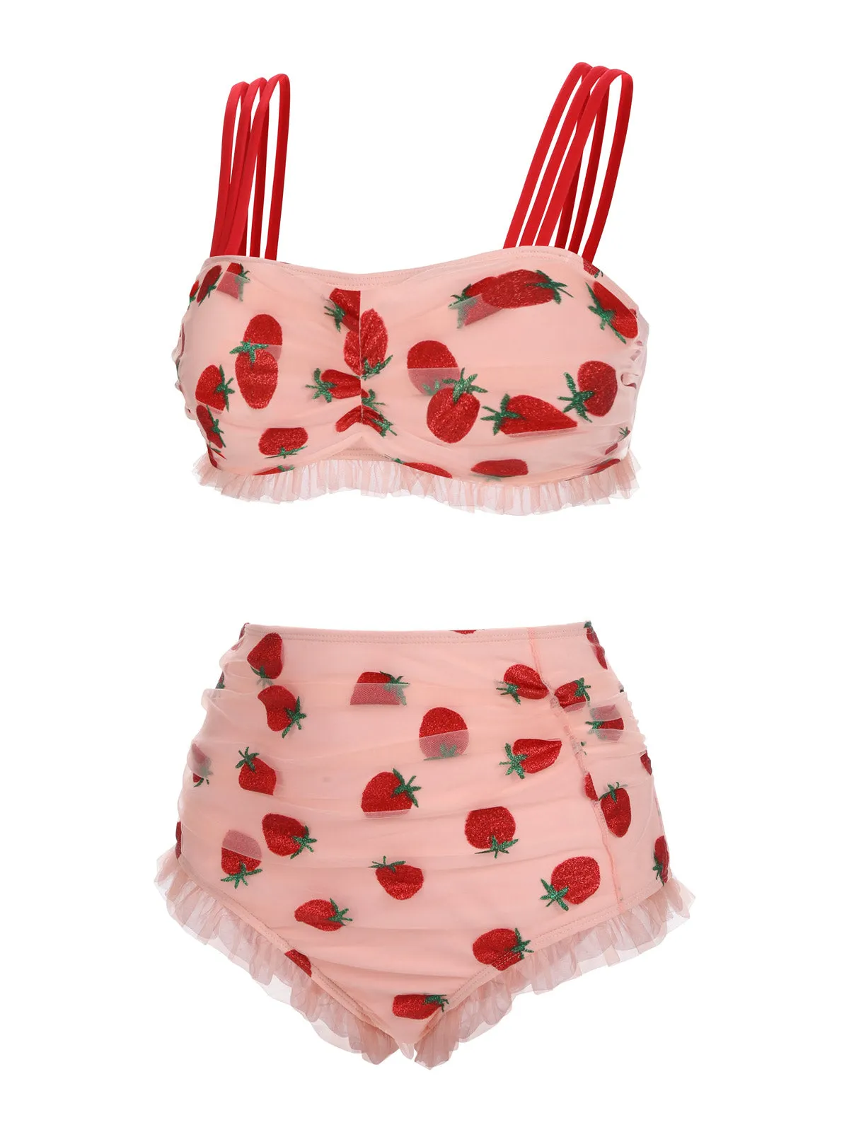 Lace Strawberry Cami Tankini Set