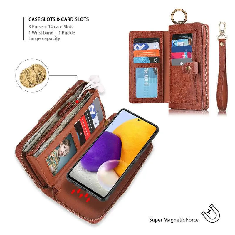 Leather Detachable Magnetic Wallet Case For Galaxy