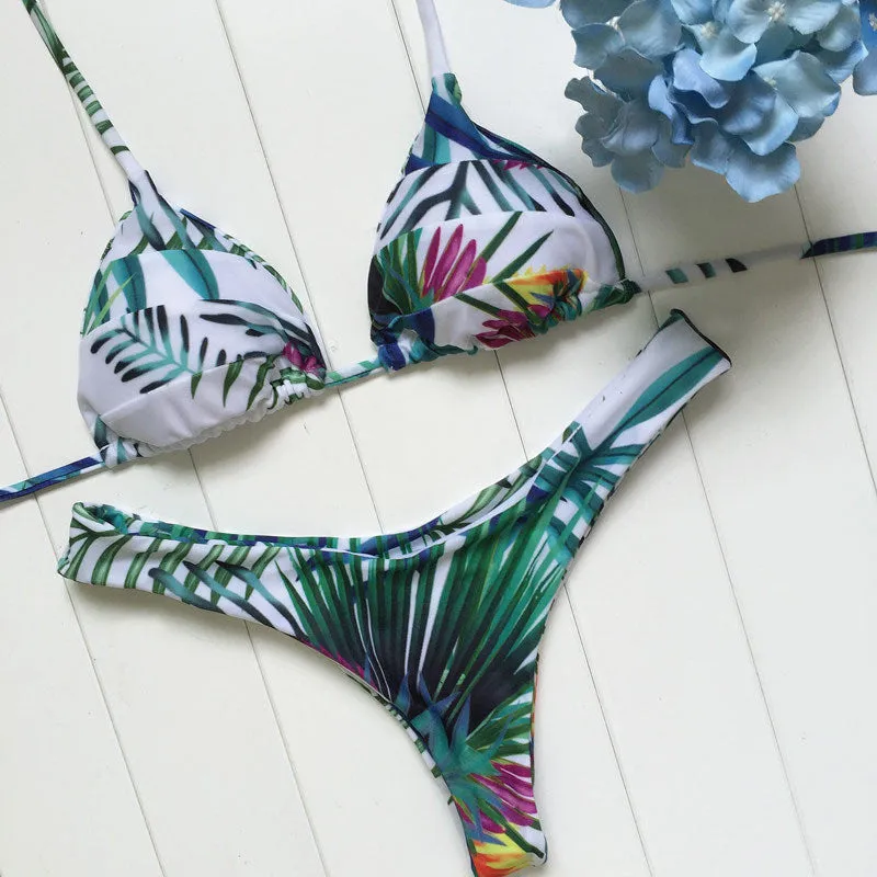 Leaves Print Bikini Set