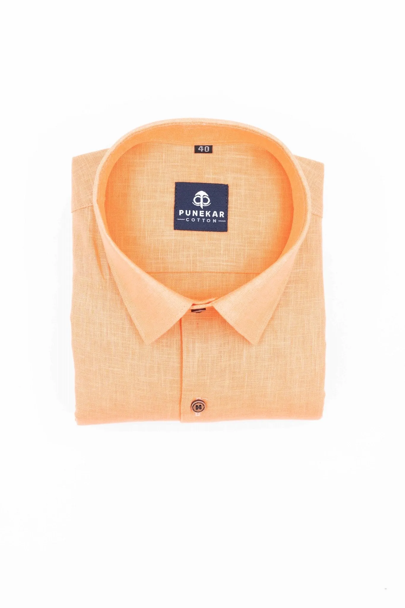 Light Orange Color Linen Formal Shirts For Men