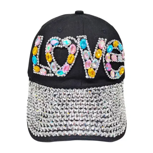 Love Message Bling Stone Studded Baseball Cap