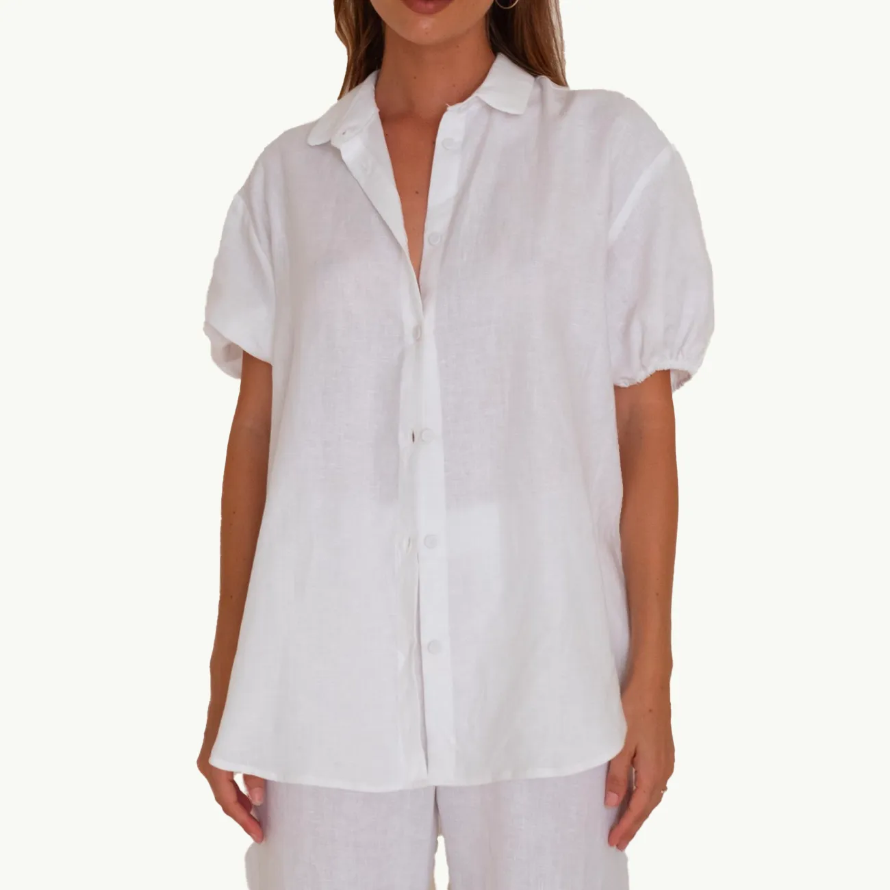 MELLOW PUFF SHIRT WHITE LINEN