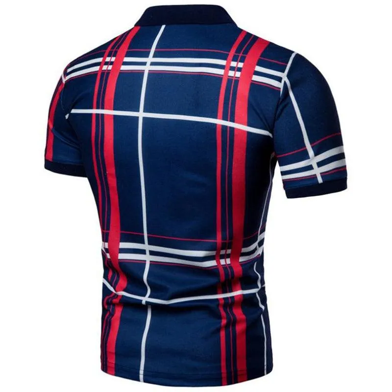 Men Casual Lattice Polo Shirt