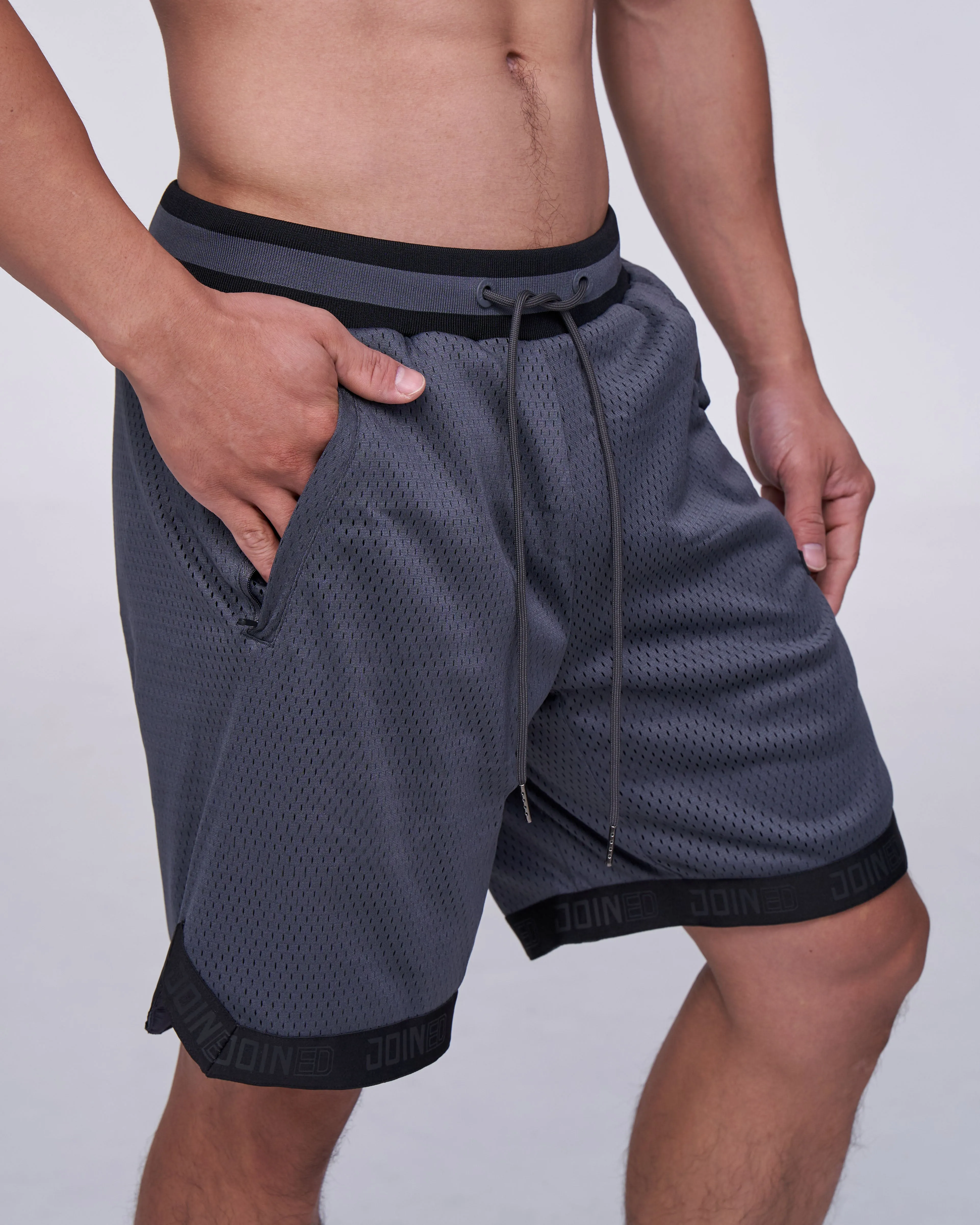 Multi Logo Double Mesh Trimmed Shorts