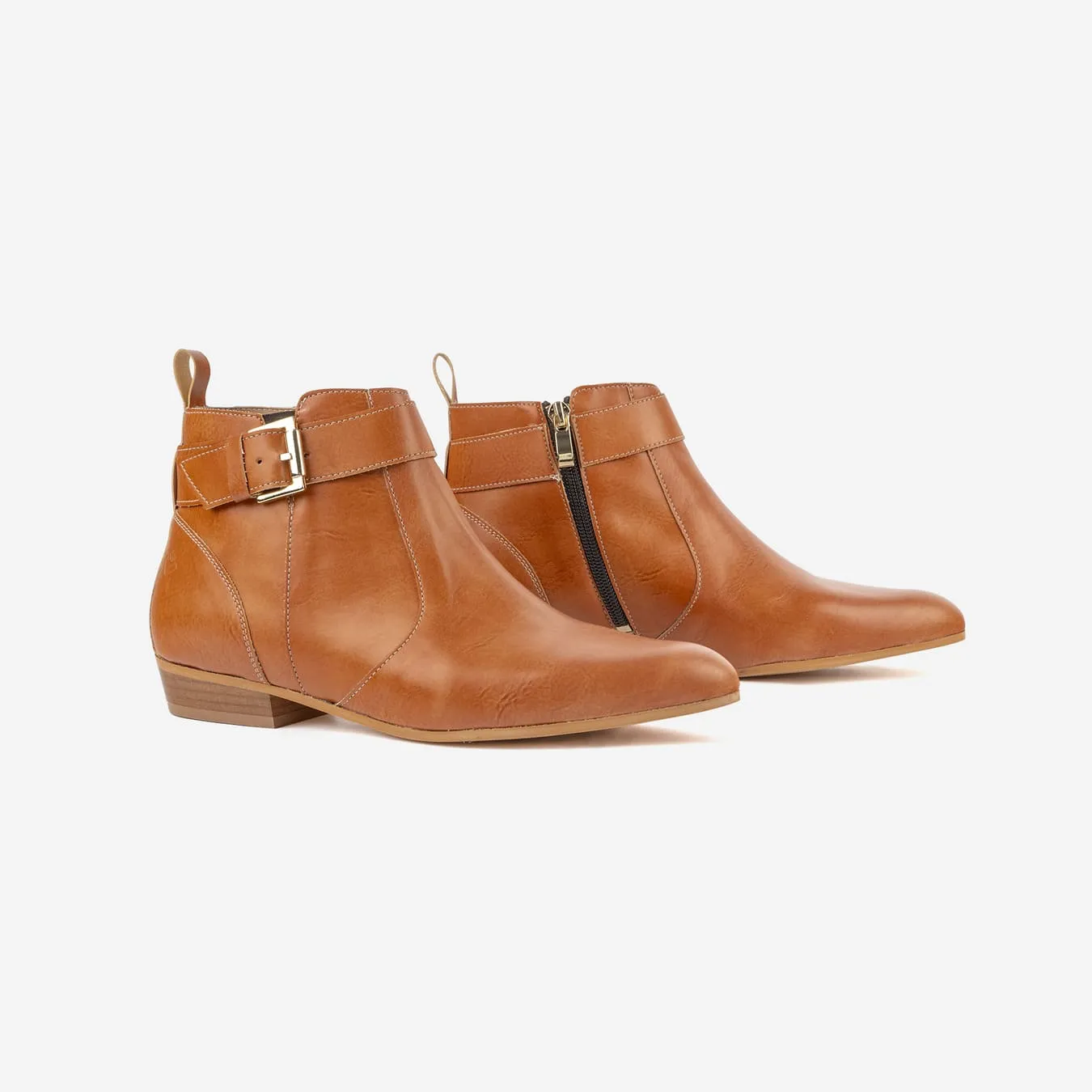 Olympe Women's Vegan Leather Buckle Boots | Camel